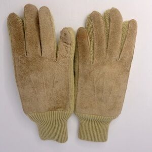 Men’s Winter Cowhide Leather & Sweater Gloves Size Large Beige